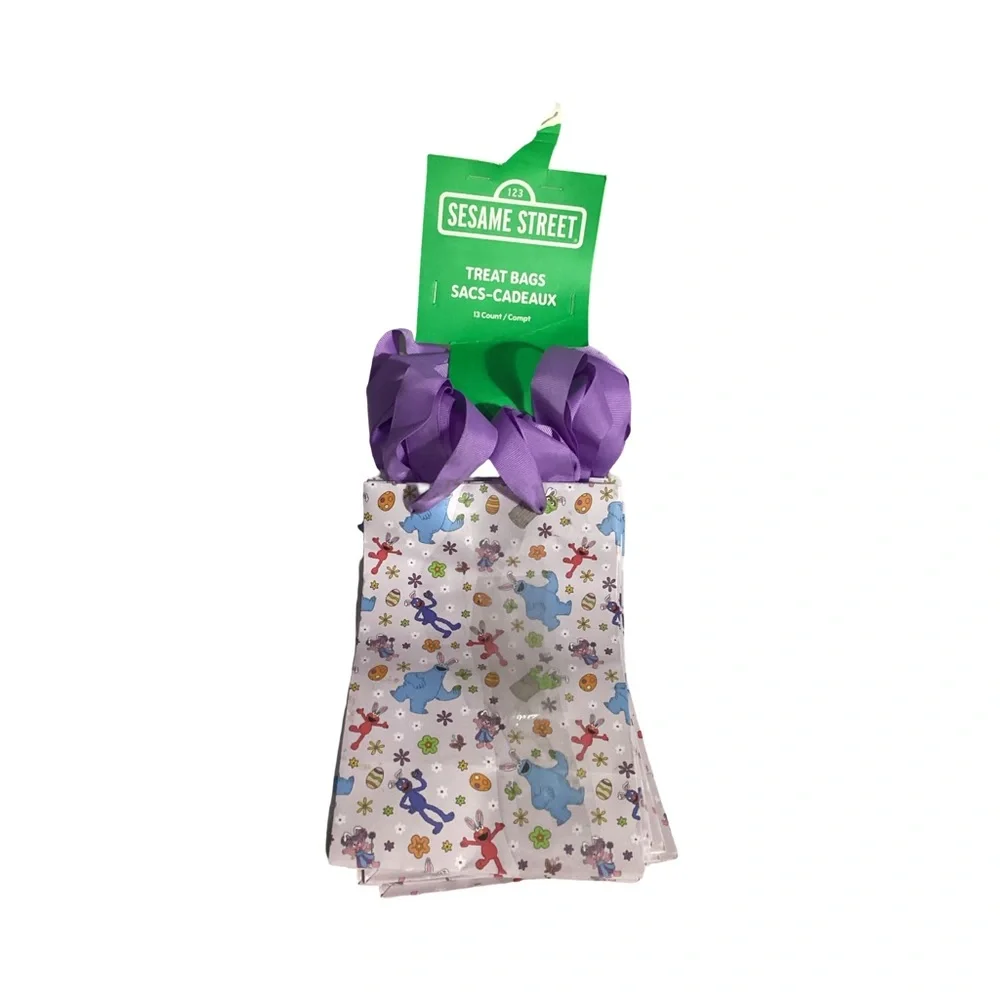 Sesame Street Easter Glossy Paper Treat Bags w/ Nice Ribbon Handles
